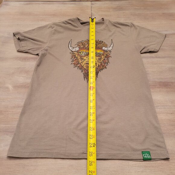 Wild Tribute Buffalo Graphic T-Shirt Brown Size Small Casual Outdoor Tee Brown - Picture 6 of 8